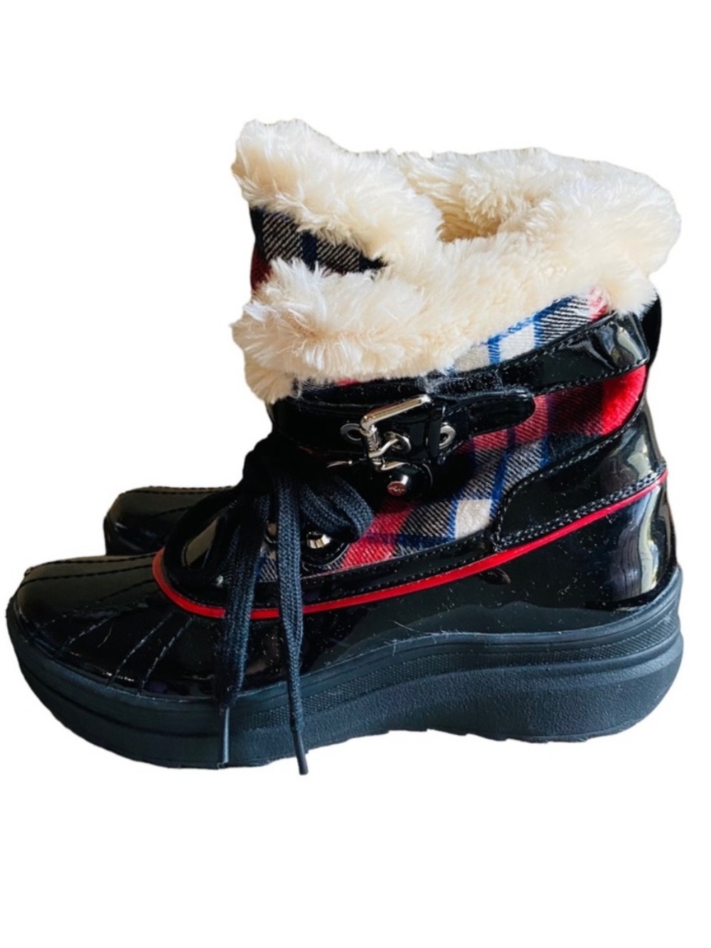 Anne Klein “Gallup” Plaid Snow Boot Sz 7.5